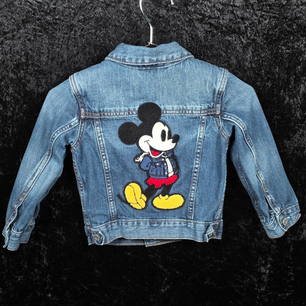 Baby Gap Disney Mickey Mouse Denim Trucker Jacket Toddler 2T Blue Medium Wash